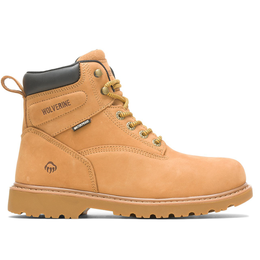 Wolverine Men's Floorhand Waterproof 6 Inch Boots with Steel Toe- Wheat from GME Supply